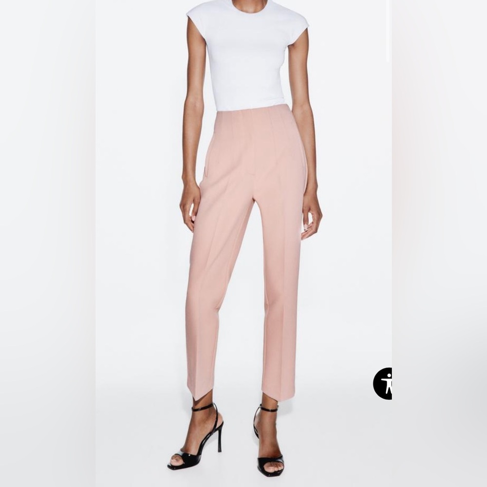 Zara Blush Pink Cropped Tailored Pants